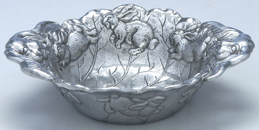 Bunnies (Aluminum, Hollowware) Baby Bowl by Arthur Court-1