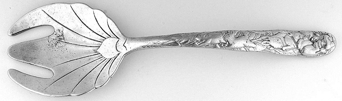 Bunnies (Aluminum, Hollowware) Solid Salad Serving Fork by Arthur Court-1