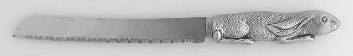 Bunnies (Aluminum, Hollowware) Bread Knife with Stainless Blade by Arthur Court-1