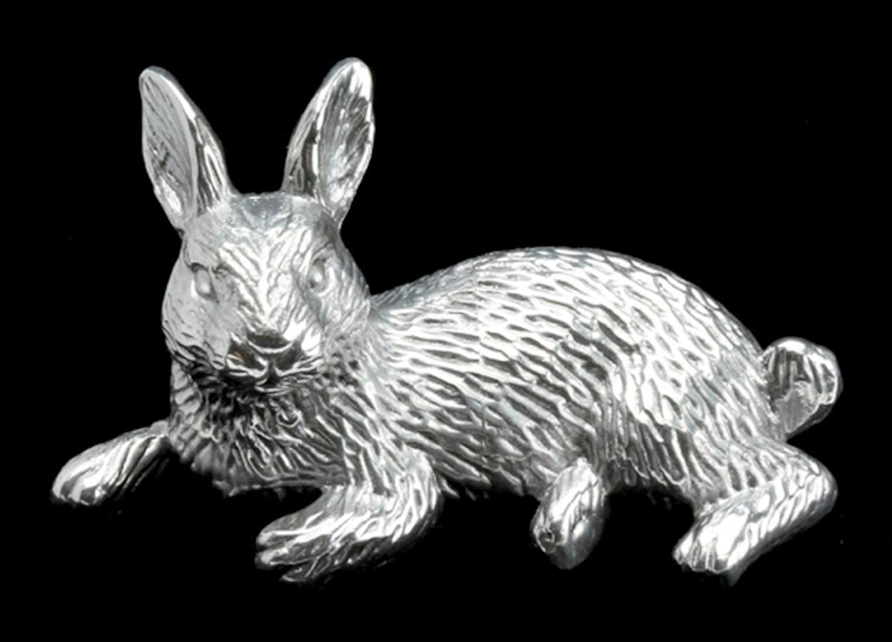 Bunnies (Aluminum, Hollowware) Figurine Paperweight by Arthur Court-1
