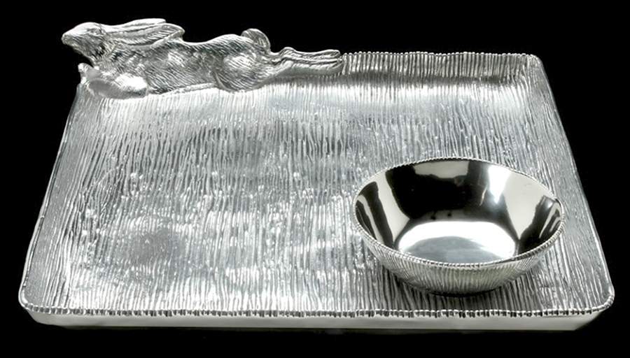 Bunnies (Aluminum, Hollowware) 2 Piece Chip & Dip Set by Arthur Court-1