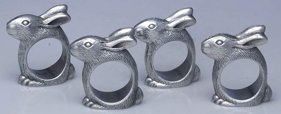 Bunnies (Aluminum, Hollowware) Napkin Ring - Set of 4 by Arthur Court-1