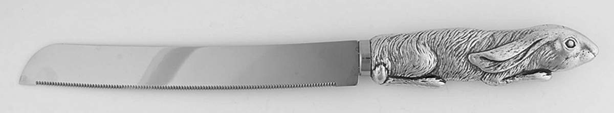 Bunnies (Aluminum, Hollowware) Wedding Cake Knife with Stainless Blade by Arthur Court-1