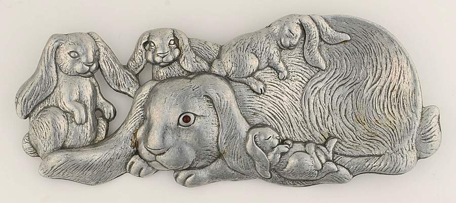 Bunnies (Aluminum, Hollowware) Spoon Rest (Holds 1 Spoon) by Arthur Court-1