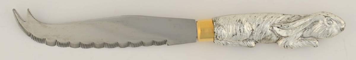 Bunnies (Aluminum, Hollowware) Knife-Cheese/Stainless Blade by Arthur Court-1