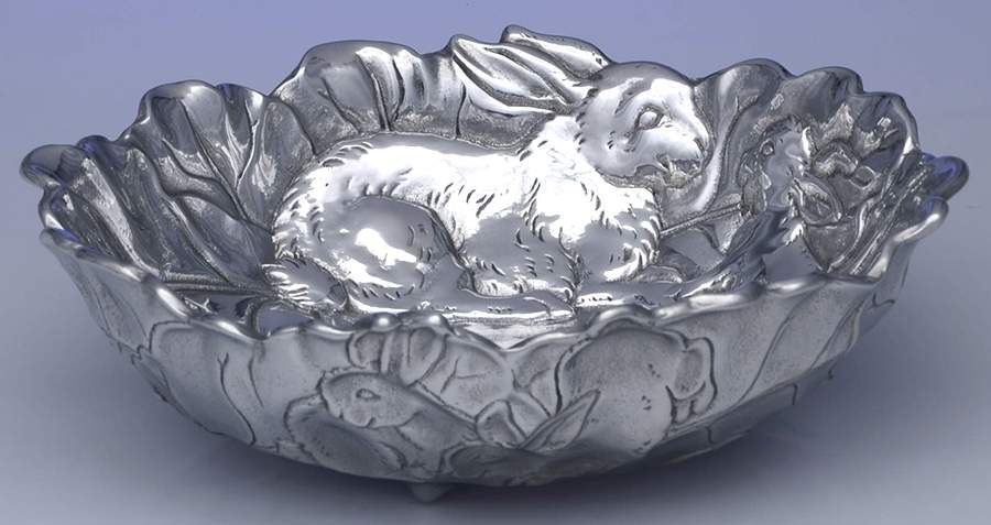 Bunnies (Aluminum, Hollowware) 10" Round Bowl by Arthur Court-1