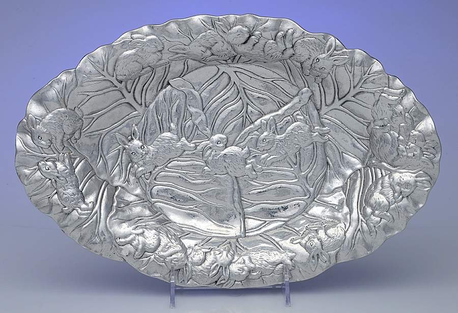 Bunnies (Aluminum, Hollowware) 13" Oval Tray by Arthur Court-1