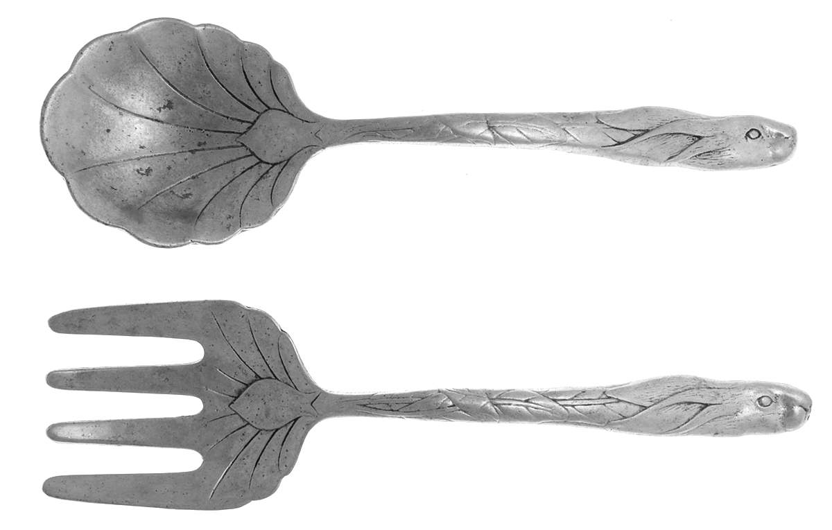 Bunnies (Aluminum, Hollowware) (2 Pc) Solid Salad Set by Arthur Court-1
