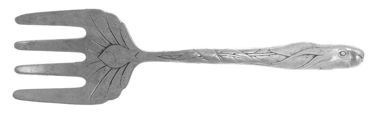 Bunnies (Aluminum, Hollowware) Solid Salad Serving Fork by Arthur Court-1