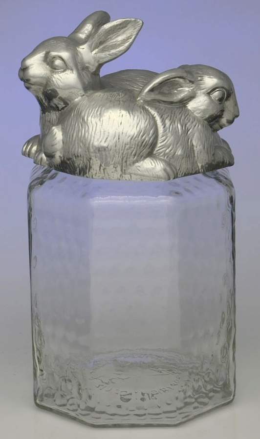 Bunnies (Aluminum, Hollowware) Canister & Lid by Arthur Court-1