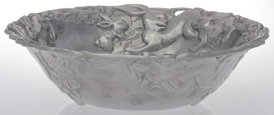 Bunnies (Aluminum, Hollowware) 12" Salad Serving Bowl by Arthur Court-1