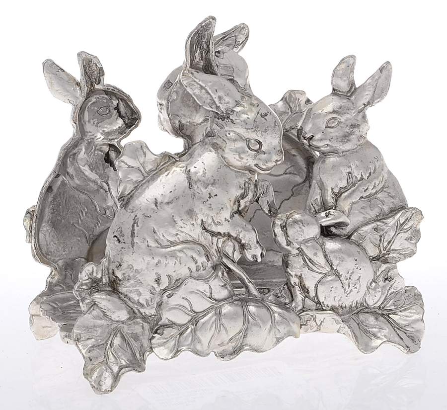 Bunnies (Aluminum, Hollowware) Napkin Holder by Arthur Court-1