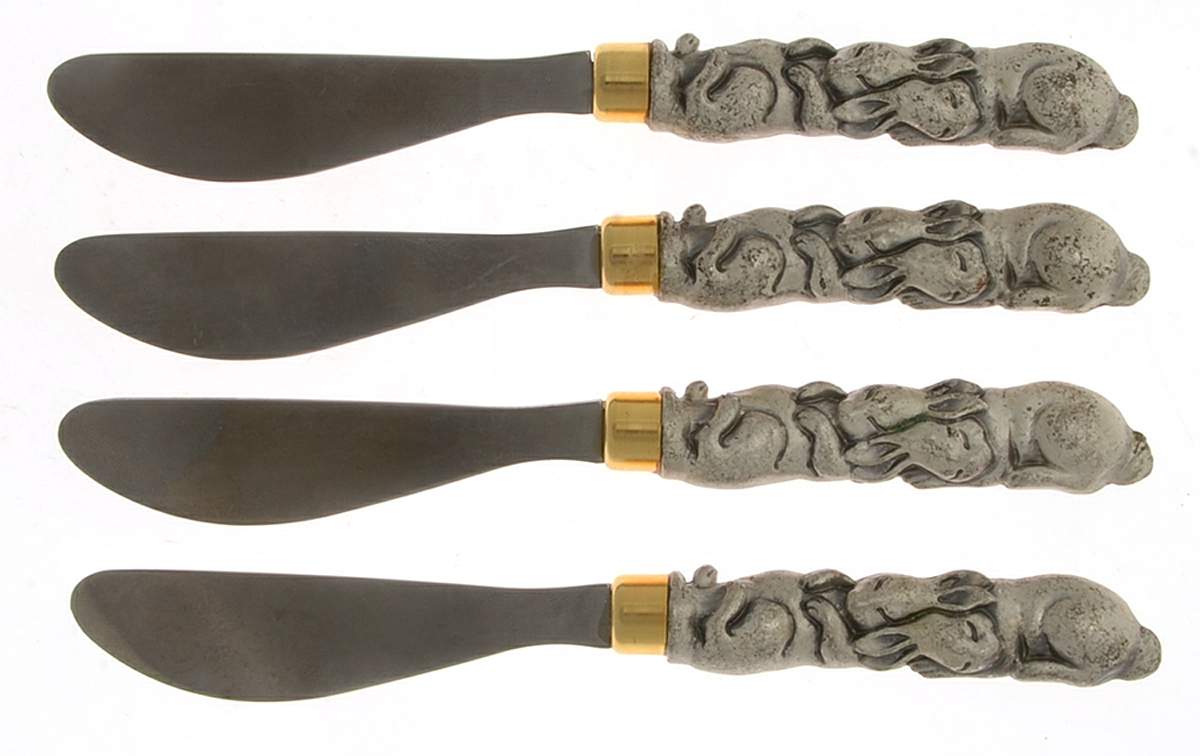 Bunnies (Aluminum, Hollowware) Sculptured Spreader - Set of 4 by Arthur Court-1