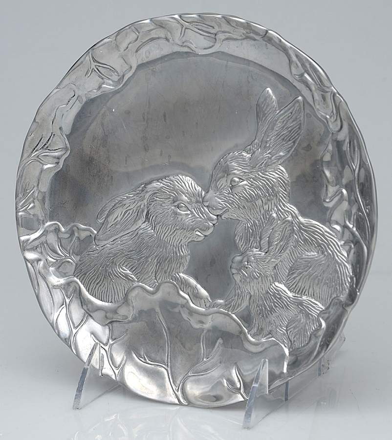 Bunnies (Aluminum, Hollowware) Cheese Plate by Arthur Court-1