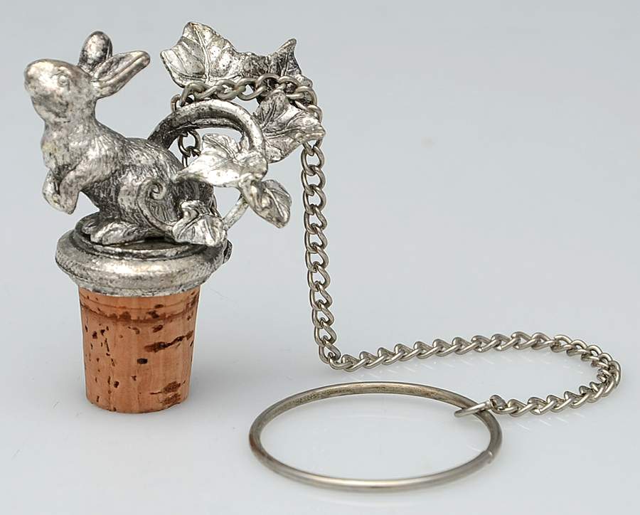 Bunnies (Aluminum, Hollowware) Cork Wine Stopper by Arthur Court-1