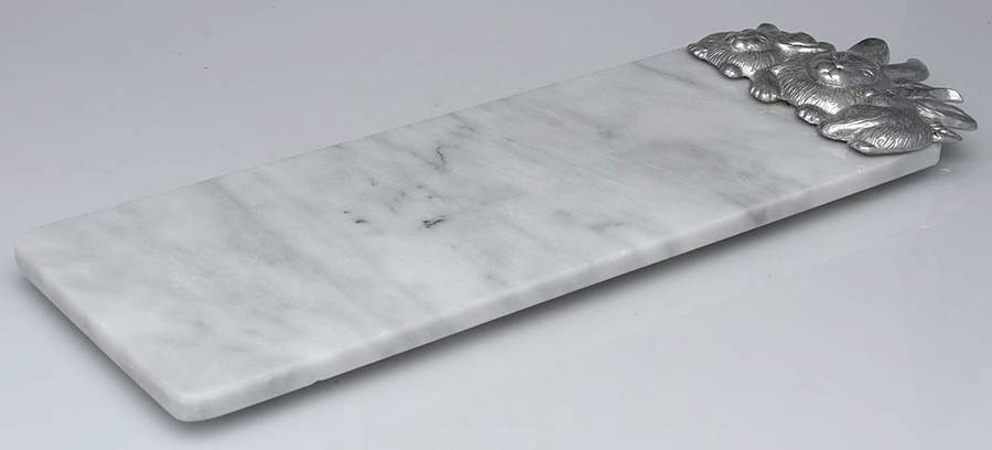 Bunnies (Aluminum, Hollowware) Marble Cheese Board by Arthur Court-1