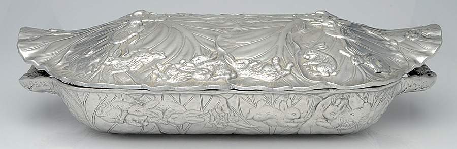 Bunnies (Aluminum, Hollowware) 3 Quart Rectangular Covered Casserole by Arthur Court-1