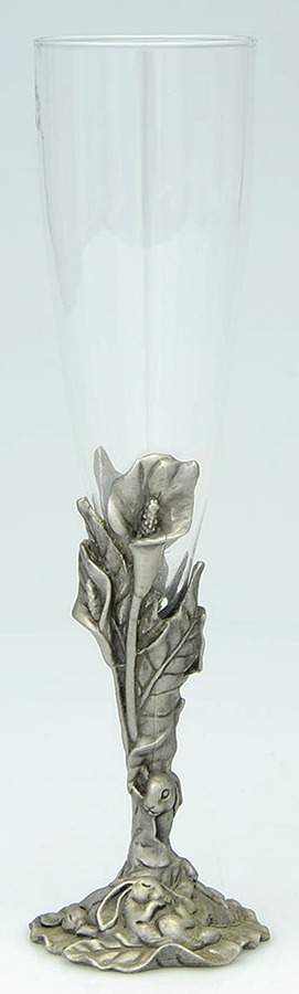 Bunnies (Aluminum, Hollowware) Glass & Silver Champagne Flute by Arthur Court-1