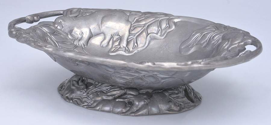 Bunnies (Aluminum, Hollowware) 11" Oval Vegetable Bowl by Arthur Court-1