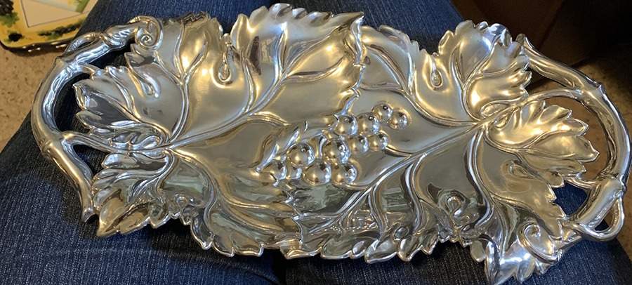 Grape (Aluminum, Hollowware) 14" Bread Tray by Arthur Court-1