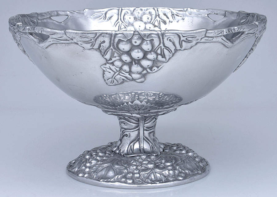 Grape (Aluminum, Hollowware) 12" Round Pedestal Centerpiece by Arthur Court-1