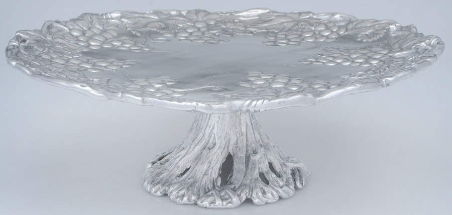 Grape (Aluminum, Hollowware) 12" Diameter Pedestal Cake Stand by Arthur Court-1