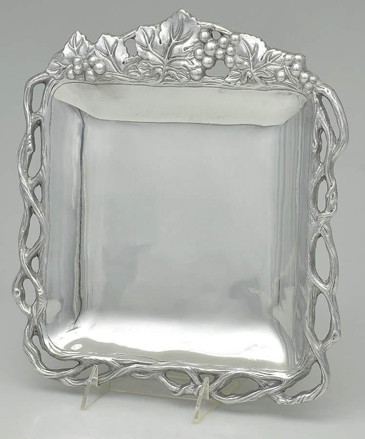 Grape (Aluminum, Hollowware) 11" Square Tray by Arthur Court-1