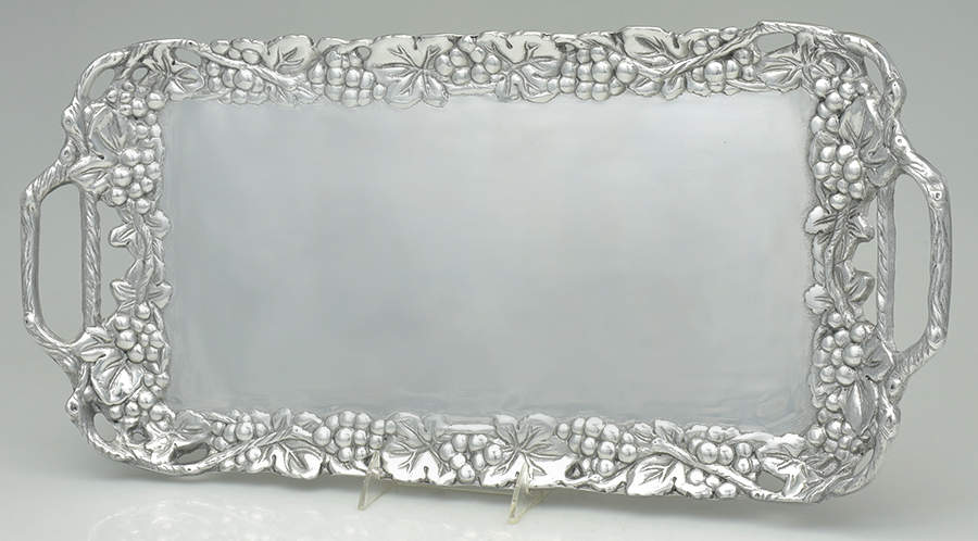 Grape (Aluminum, Hollowware) 21" Rectangular Tray by Arthur Court-1