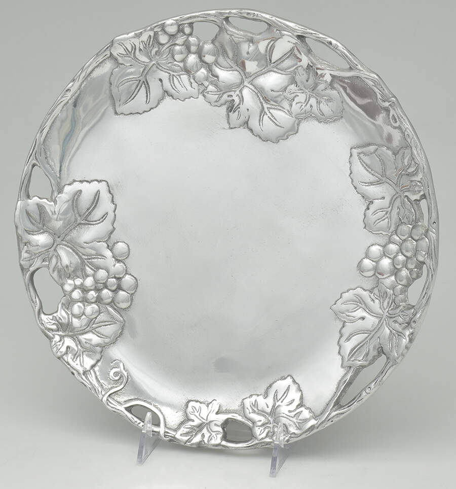 Grape (Aluminum, Hollowware) 12" Round Tray by Arthur Court-1