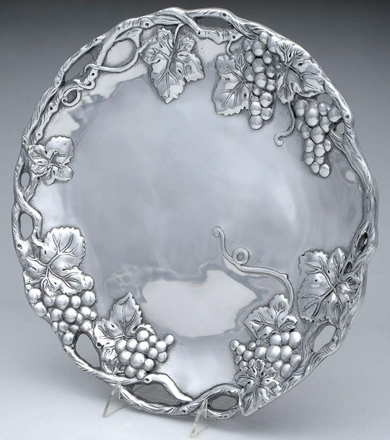 Grape (Aluminum, Hollowware) 15" Round Tray by Arthur Court-1