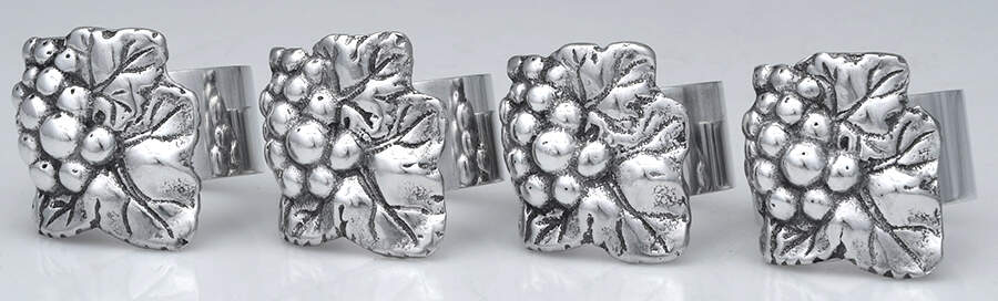 Grape (Aluminum, Hollowware) Napkin Ring - Set of 4 by Arthur Court-1