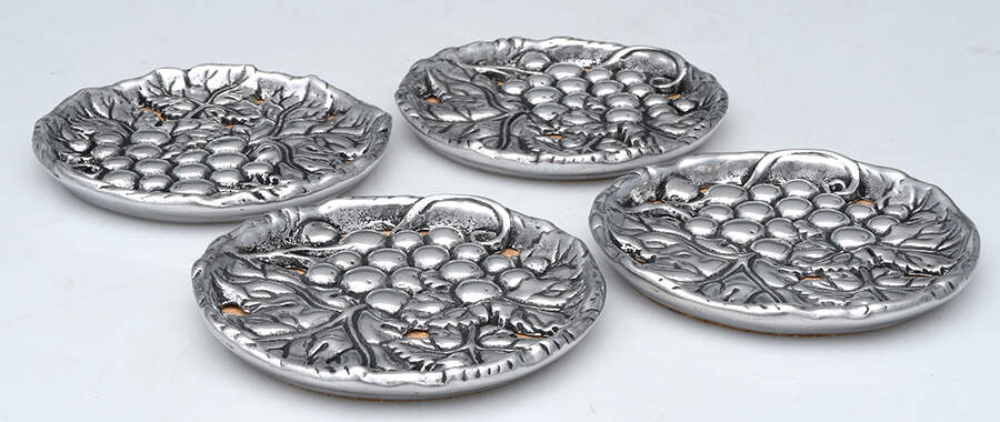 Grape (Aluminum, Hollowware) Coaster - Set of 4 by Arthur Court-1