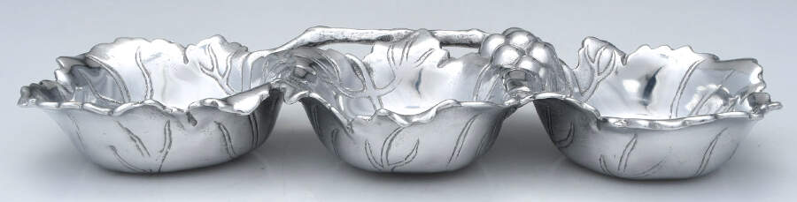 Grape (Aluminum, Hollowware) 3 Section Condiment Bowl by Arthur Court-1