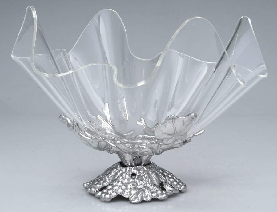Grape (Aluminum, Hollowware) 11" Acrylic Bowl with Metal Stand by Arthur Court-1