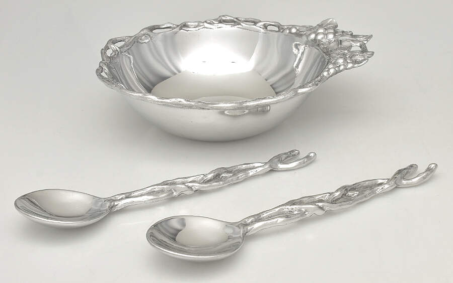 Grape (Aluminum, Hollowware) (3 Pc) Salad Serving Set (SB9M1 & 2 SASPS) by Arthur Court-1