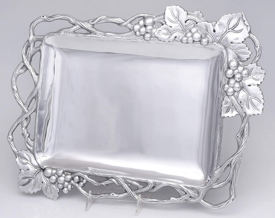 Grape (Aluminum, Hollowware) 18" Rectangular Tray by Arthur Court-1