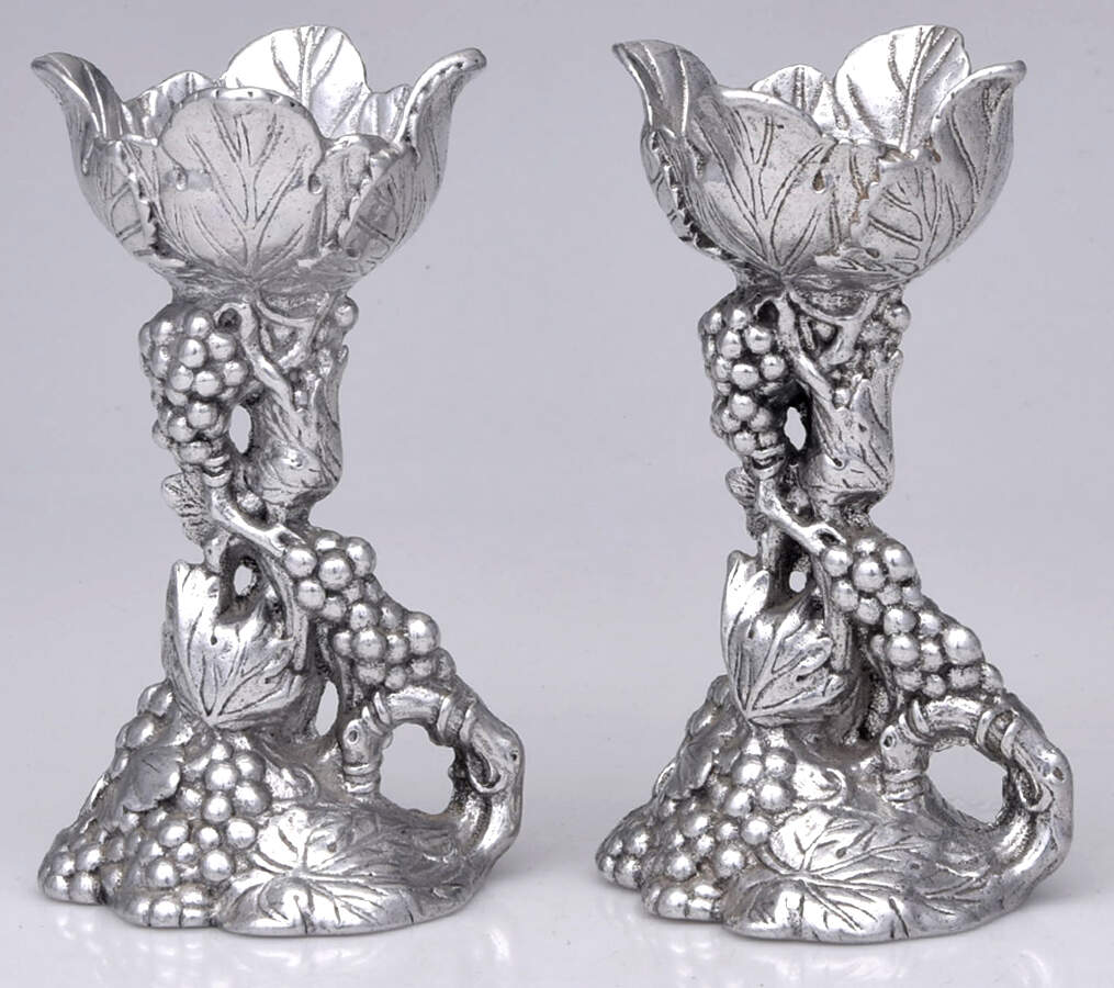 Grape (Aluminum, Hollowware) Pair of 6" Weighted Candlesticks by Arthur Court-1