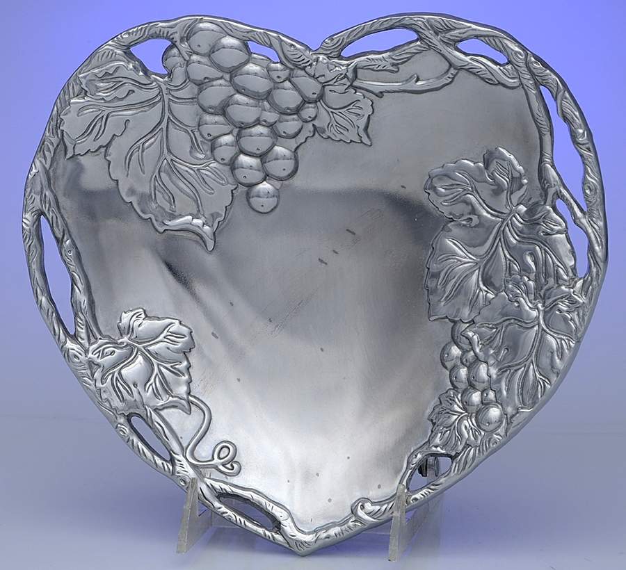 Grape (Aluminum, Hollowware) Heart Shape Tray by Arthur Court-1