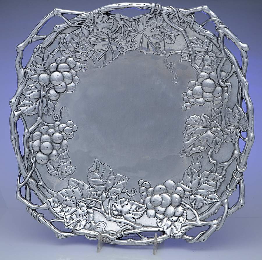 Grape (Aluminum, Hollowware) 15" Square Tray by Arthur Court-1