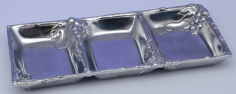 Grape (Aluminum, Hollowware) 3 Part Relish by Arthur Court-1