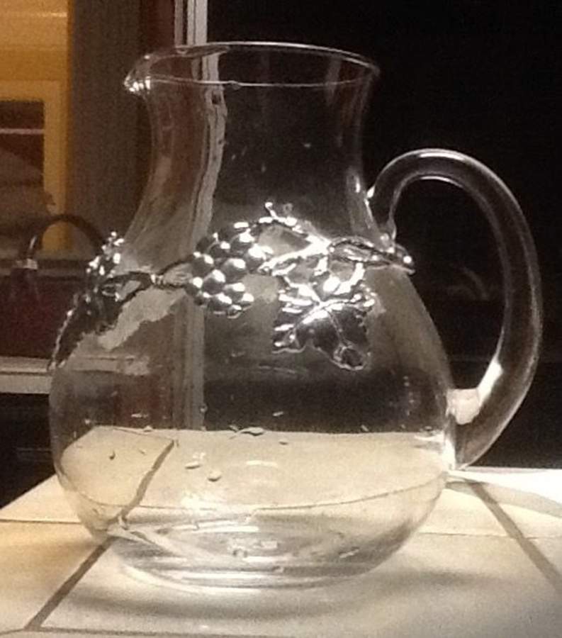 Grape (Aluminum, Hollowware) 100 Oz Glass & Metal Pitcher by Arthur Court-1