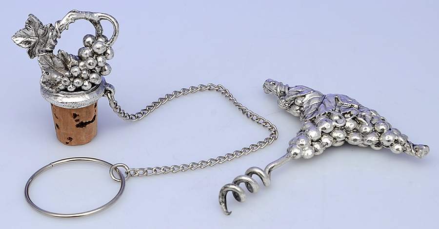 Grape (Aluminum, Hollowware) Corkscrew & Bottle Opener Set by Arthur Court-1