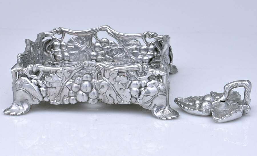 Grape (Aluminum, Hollowware) Square Napkin Holder with Weight by Arthur Court-1