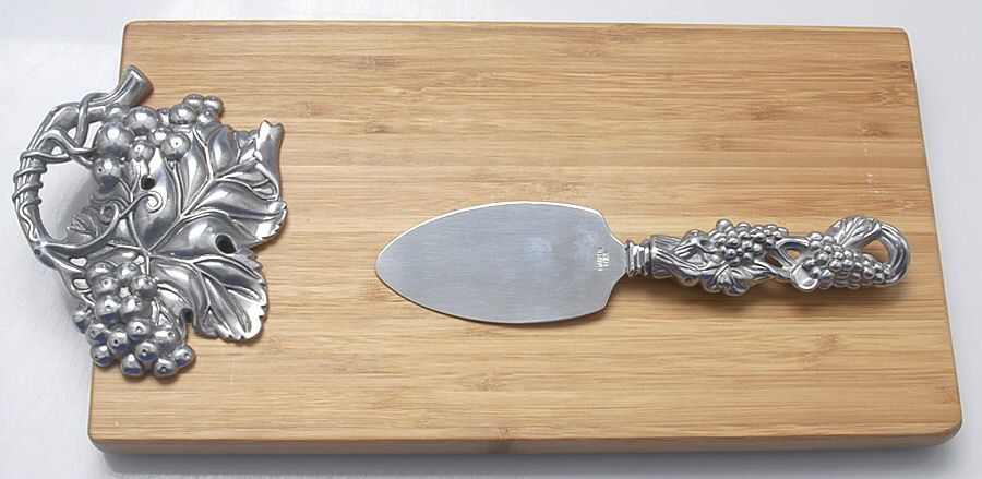 Grape (Aluminum, Hollowware) Wood Cheese Board & Server by Arthur Court-1
