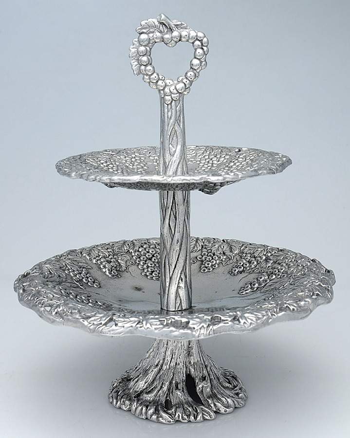 Grape (Aluminum, Hollowware) 2 Tier Serving Tray by Arthur Court-1