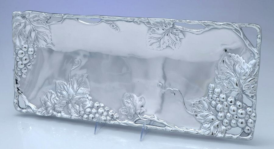 Grape (Aluminum, Hollowware) 19" Rectangular Tray by Arthur Court-1