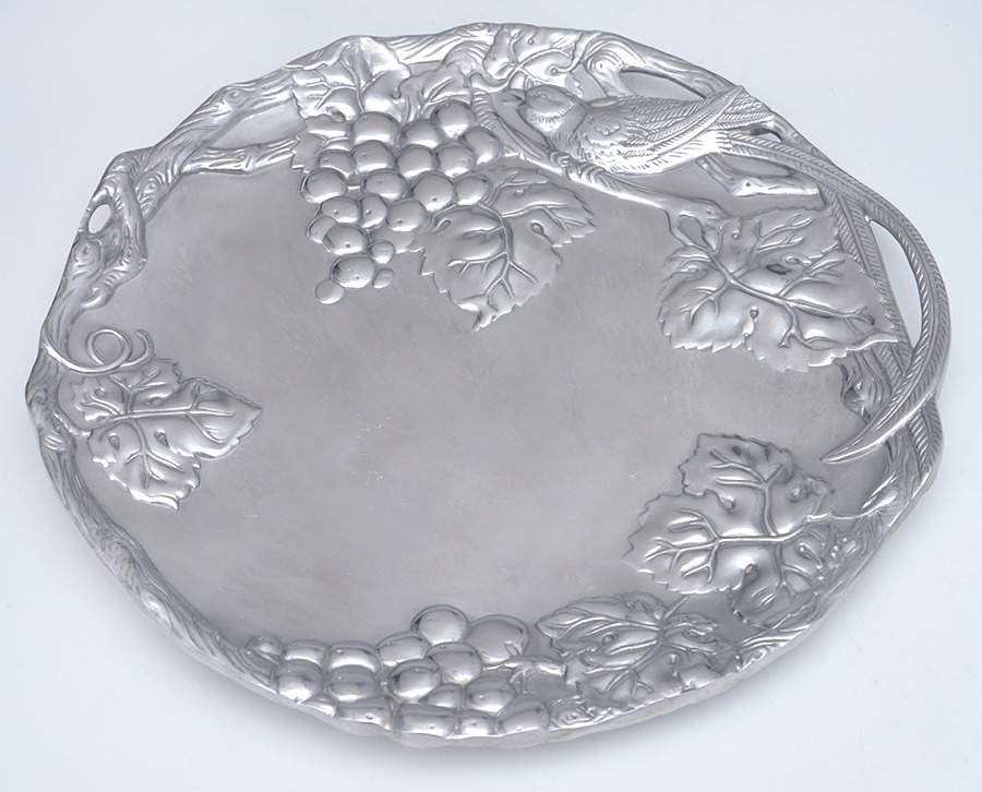Grape (Aluminum, Hollowware) 12" Round Tray by Arthur Court-1