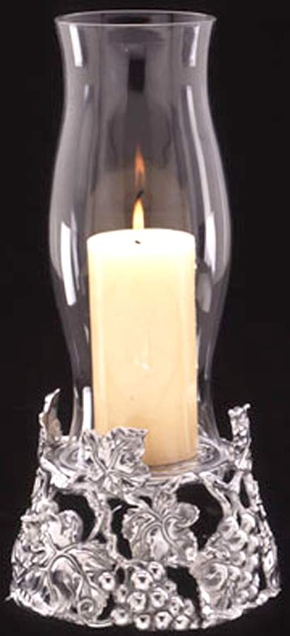 Grape (Aluminum, Hollowware) Hurricane Lamp and Globe by Arthur Court-1