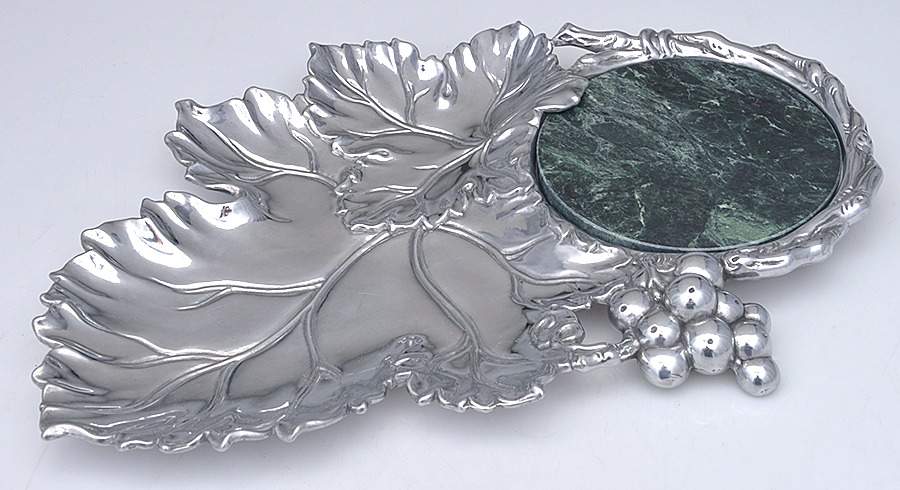 Grape (Aluminum, Hollowware) Cheese & Cracker Server by Arthur Court-1