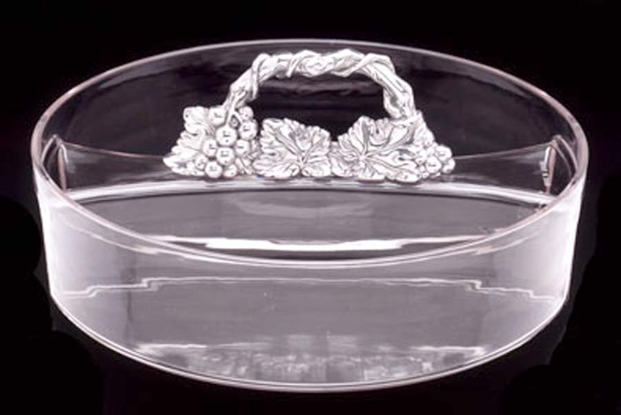 Grape (Aluminum, Hollowware) Divided Acrylic Bowl 13" by Arthur Court-1